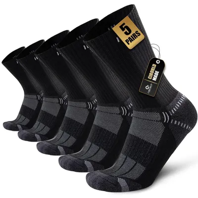 Obrázok produktu pre Ponožky pánske, veľkosť 43-46/37-42, priedušné, vhodné na tenisky, šport, outdoor, beh, turistiku, 5 párov, čierne