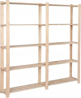 Immagine prodotto di STOLMAK Scaffale in Legno di Pino Massello 170x170x28 cm Scaffale da Garage Cantina 5 Ripiani Scaffalatura da Terra Naturale