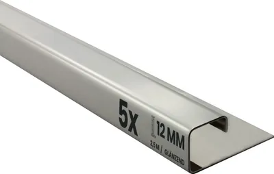 Produktbild von 5x Quadrat Edelstahlschiene Fliesenprofil Fliesenschiene L250cm 12mm glänzend