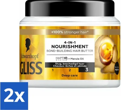 Produktbild von Gliss Haarmaske mit 4-in-1 Haarbutter für intensive Aufbaupflege - 400 ml - Vorteilspack - 2 Stücke