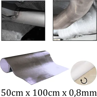 Produktbild von "Auspuff Thermo Hitzeschutz Matte 50 x 100 cm x 0,8 mm Alu Keramik
