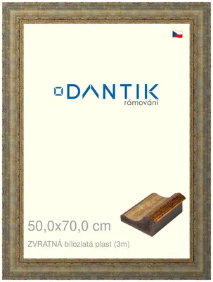 Obrázok produktu pre DANTIK rám 50x70 | VERTICAL biely a zlatý plast (Plexi Clear)
