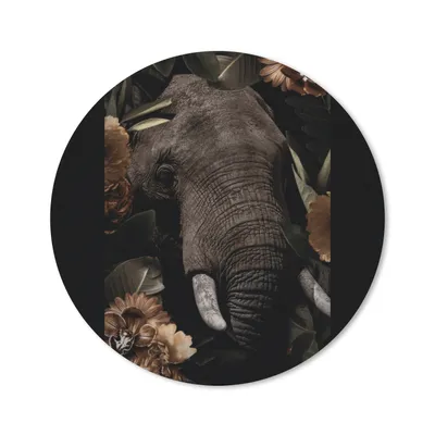 Produktbild von MuchoWow® Mauspad Mousepad Elefant - Tiere - Blumen - Blätter 50x50 cm - Mousepads - Maus Mat - Pad - Mausunterlage - Vinyl