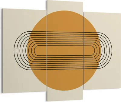 Produktbild von Bild auf Leinwand - Leinwandbild - 3 Teile - Stück Geometrisch Orange - 130x100cm - Wand Bild - Wanddeko - Wandbilder - Leinwanddruck - Bilder - Wanddekoration - Leinwand bilder - CB130x100-4877