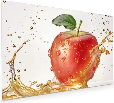 Produktbild von Küchenrückwand Spritzschutz Glas mit Motiv Spritziger Apfel 40 x 40 cm