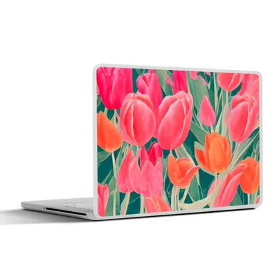Produktbild von MuchoWow® Laptop Aufkleber Sticker Cover Tulpen - Blumen - Rosa - Rot - Kunst 30x22 cm - Laptop-Sticker