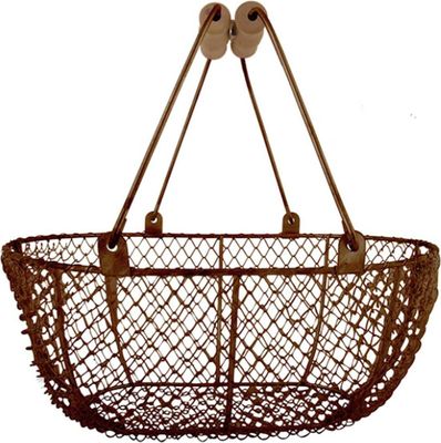 Esschert Design Drahtkorb Antikbraun oval mit 2 Griffen groß - Metall