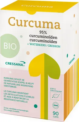 Produktbild von Cressana Curcuma 95% Curcuminoide - 90 Kapseln - Kurkuma-Extrakt - & Vegan - Unterstützt Gelenkgesundheit, lindert Entzündungen & bietet Antioxidativen Schutz