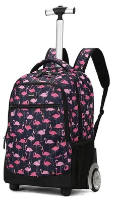 Immagine prodotto di Zaino trolley unisex con motivo unicorno, chiusura a zip e scomparti multifunzionali