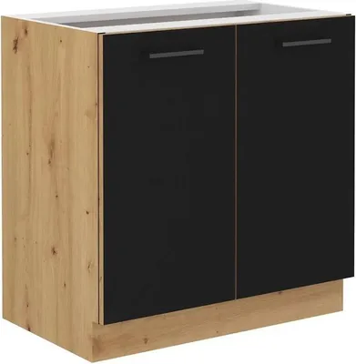 Obrázek produktu pro Dolní dvoudveřová skříňka MALILA - šířka 80 cm, černá / dub artisan