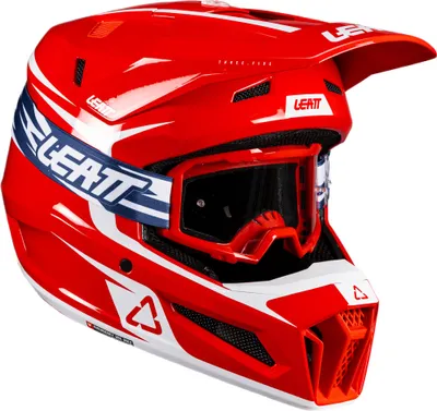 Produktbild von Leatt 3.5 V26 Motocross Helm mit Brille, rot/weiß, S  (55/56)