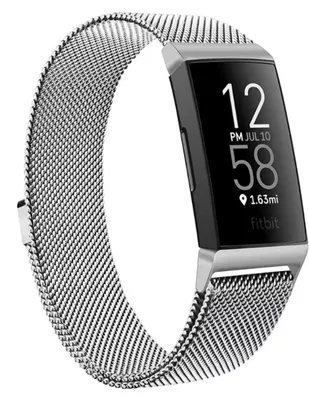 Produktbild von Milanaise-Armband passend für Fitbit Charge 3 und 4 - Milanaise-Armband - Silberfarben - Fitbit-Armband - Schickes Armband - Metallarmband - CHPN