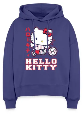 Produktbild von Spreadshirt Hello Kitty Spielt Fussball Sport Frauen Boxy Organic Hoodie, S, Dämmerung