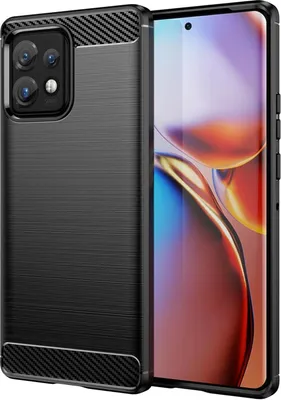 Produktbild von Conie Silikon Schutzhülle für Motorola Edge 40 Pro Tasche Case Cover Bumper TPU Carbon Look Hülle in Schwarz