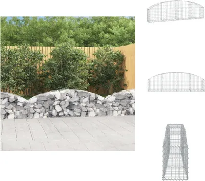 Produktbild von vidaXL Gabione mit Hochbogen 200x30x40/60 cm Verzinktes Eisen -  Blumentöpfe & Pflanzgefäße