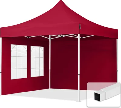Produktbild von TOOLPORT 3x3m Stahl Faltpavillon, inkl. 2 Seitenteile, rot