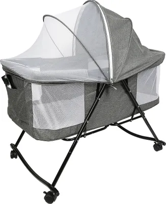 Image de WYCTIN Baby Berceau Lit d'enfant Poussette Lit d'appoint avec moustiquaire Pliable