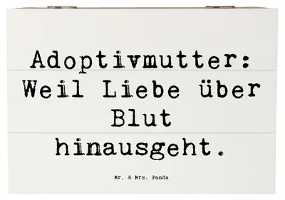 Produktbild von Mr. & Mrs. Panda Box Spruch Adoptivmutter Liebe 22 x 15 cm - Weiß - Geschenk, Geschenkbox, Holzbox, fotobox, persönliche Erinnerungen, Verwandte, truhe holz, Kinder
