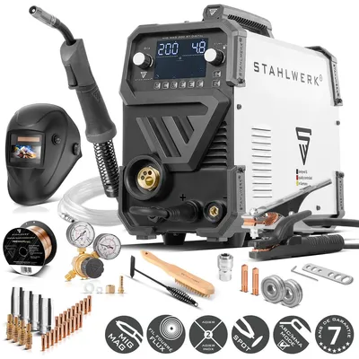 Image de STAHLWERK Poste à souder sous protection gazeuse MIG/MAG 200 ST Digital - Equipement complet - Inverter avec 200A, MMA, FLUX, possibilité de souder sans gaz, fonction spot