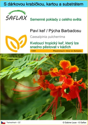 Obrázek produktu pro SAFLAX Dárková sada - Paví keř / Pýcha Barbadosu - Caesalpinia pulcherrima - 10 Semena - S dárkovou krabičkou, přepravním štítkem, dárkovou kartou a pěstebním médiem