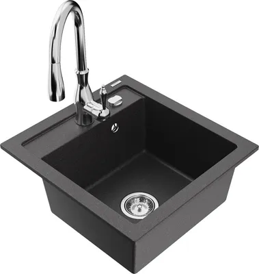 Produktbild von Mexen Vito 1-Becken-Granit-Spüle mit Mischbatterie Savita, Schwarz gesprenkelt - 6503-76-672601-00