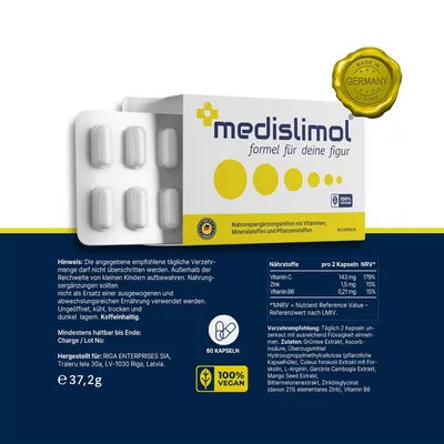 Image de Gélules Medislimol | Puissance végétale naturelle | pour hommes et femmes | Contenu : 60 gélules