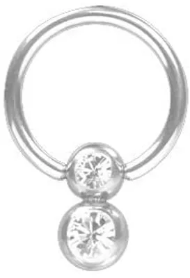 Produktbild von Karisma Titan G23 Intim BCR Piercing 2 Steine Kristalle 1,6x10mm 5/8mm- Weiss