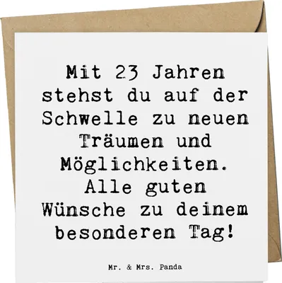 Produktbild von Mr. & Mrs. Panda Klappkarte Spruch 23. Geburtstag - Weiß - Geschenk, Geburtstagsgeschenk, doppelkarte, besonderer Tag, Alter, Glück, Glückwunschkarte, faltkarte, Liebe