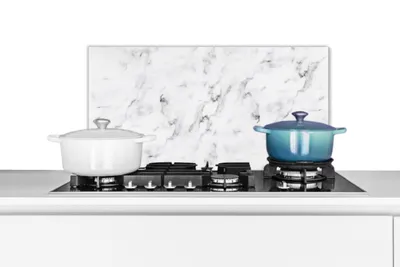 Produktbild von KitchenYeah®  Spritzschutz Küche - Küchenrückwand - Wandschutz für Herd und Spüle - Marmor - Luxus - Weiß - Grau - Marmoroptik 70x30 - Alu-Dibond (Alternative zum Spritzschutz aus Glas) - Hitzebeständ