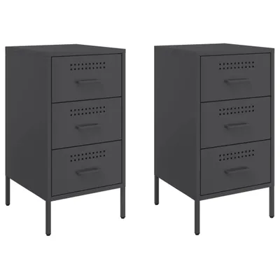 Image de Tables de chevet 2 pcs noir 36x39x68 cm acier