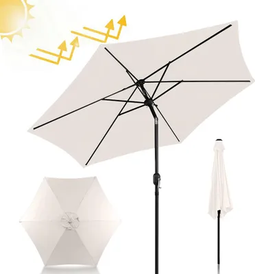Produktbild von Izrielar Sonnenschirm Ø270cm, Gartenschirm, knickbar, Schirmtuch mit PA-Beschichtung, UV-Schutz bis UPF 50+, ohne Ständer, Beige