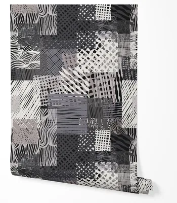 Produktbild von Selbstklebende Tapete Möbelfolie Abstrakt Patchwork Muster Schwarz Grau Modernes Design Geometrisch Struktur Tapete Wohnzimmer Schlafzimmer Flur 10m x 0,5m