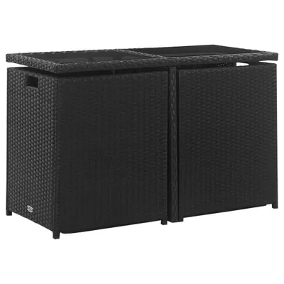 Image de vidaXL Ensemble de jardin 3 pièces avec coussins Poly rotin noir