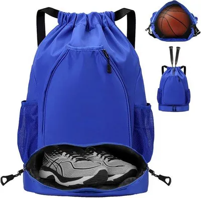 Image de Sac de sport étanche Unyqoos® avec cordon de serrage – Compartiment à chaussures et poche avant pour 2 raquettes, tissu Oxford, 36 x 20 x 52 cm, 0,35 kg