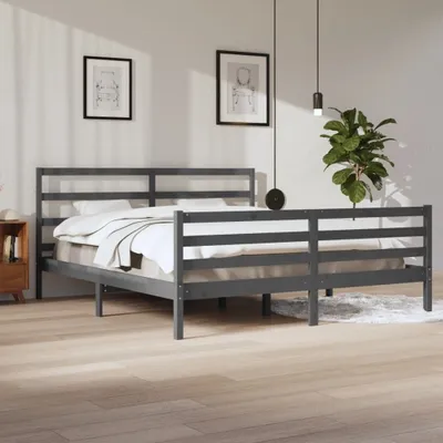 Produktbild von The Living Store Massivholzbett Grau Kiefer 200x200 cm