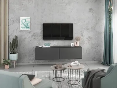Produktbild von Lowboard VARIANTO 1, Schrank Set, anthrazit matt / anthrazit matt griffloses TV-Board, 2 tlg., 152 cm hängend