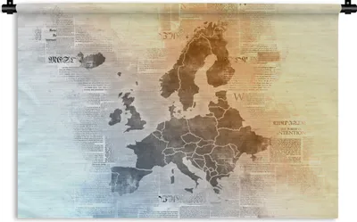 Produktbild von MuchoWow® Wandteppich Wandbehang Karte - Europa - Zeitungen 120x80 cm Tapisserie Dekoration Wandtuch - Wanddekorationen - Wandtücher