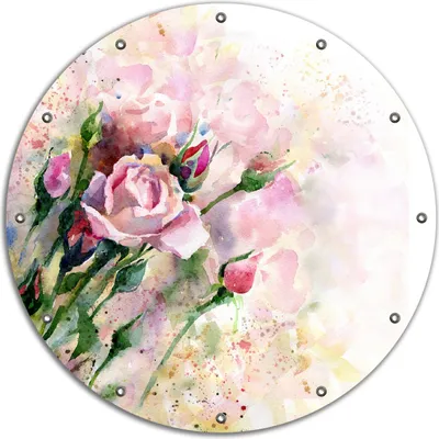 Produktbild von Wallario rundes Outdoor-Poster für Garten oder Balkon, Motiv Abstraktes Blumenbuket, 90 cm Durchmesser