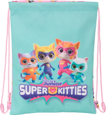 Immagine prodotto di Borsa zaino con cinghie SuperKitties rosa turchese 26 x 34 x 1 cm