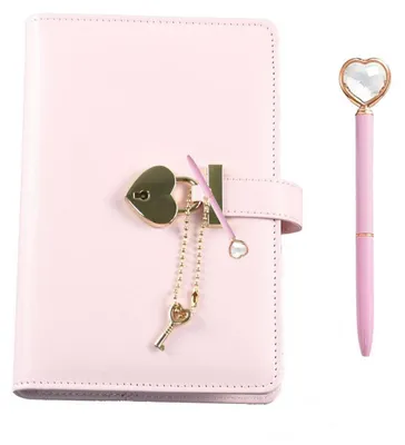 Produktbild von Tagebuch mit Schloss und Stift, A6 Notizbuch, Mädchen Geschenkset, Pink, 190x120mm