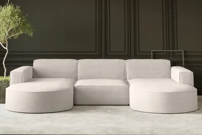 Zdjęcie produktu dla Sofa w kształcie U MODENA narożnik tkanina Poso ecru