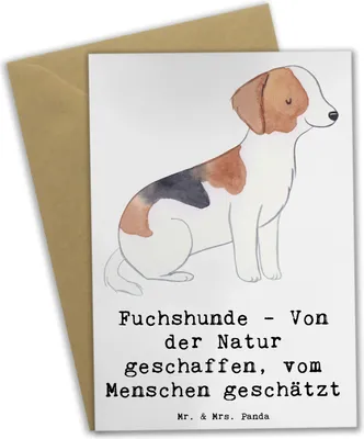 Produktbild von Mr. & Mrs. Panda Grußkarte Fuchshunde Liebe - Weiß - Geschenk, Energie, Hunderassen Pflege, Charakter, Hunde, Foxhound, Treue, Bewegung, Jagdhund, Beileidskarte, Aussehen