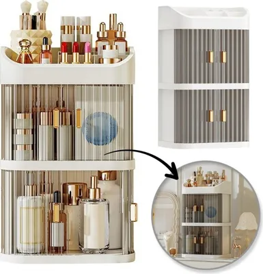 Zdjęcie produktu dla Organizer, szkatułka na kosmetyki, pędzle wielopoziomowy 40x15x24cm CB70