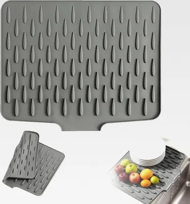 Produktbild von Silikon Auslaufsicher Abtropfmatte,Wanishauber Abtropfmatte,Abtropfmatte Silikon,SpüLbecken Mit Neigung Abtropfmatte Geschirr,Abtropfmatte SpüLe,Geeignet FüR KüChenspüLen Und Badezimmerarbeitsplatten