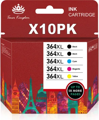 The image shows the packaging of ink cartridges with a cityscape illustration.