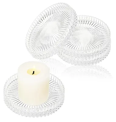 Productafbeelding van Kerstdecoratie - Ronde glazen onderzetters - 4 stuks - Transparant, diameter 9 cm