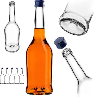 Produktbild von KADAX Likörflaschen 500ml, 5 Stück, Leere Flaschen zum Befüllen von Öl, Essig, Likör, Wein und Schnaps, Glasflaschen, Schnapsflaschen, Saftflaschen (Blau)