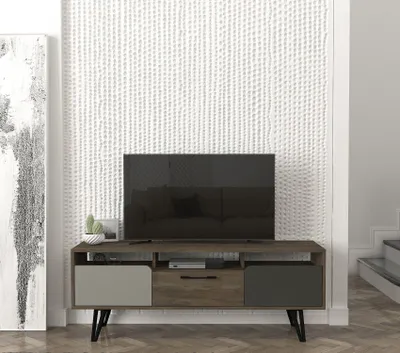 Zdjęcie produktu dla Skye Decor, Borges, stolik pod telewizor, szary, 100 % PŁYTA POWLEKANA MELAMINĄ, 150 x 35 x 55,6 cm