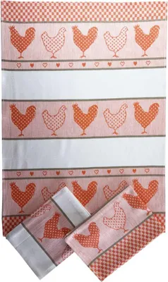 Immagine prodotto di Strofinacci da cucina, extra assorbenti, motivo galline arancioni, 50x70 cm, confezione da 3 pezzi