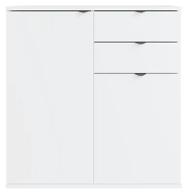 Produktbild von Masseno Kommode METRIX 80 cm Sideboard mit 2 Schubladen und 2 Türen für Wohnzimmer Schlafzimmer Modern 80x35x82,5 cm Weiß